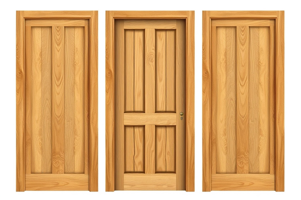Oak panel door with visible grain pattern under clear stain finish.
