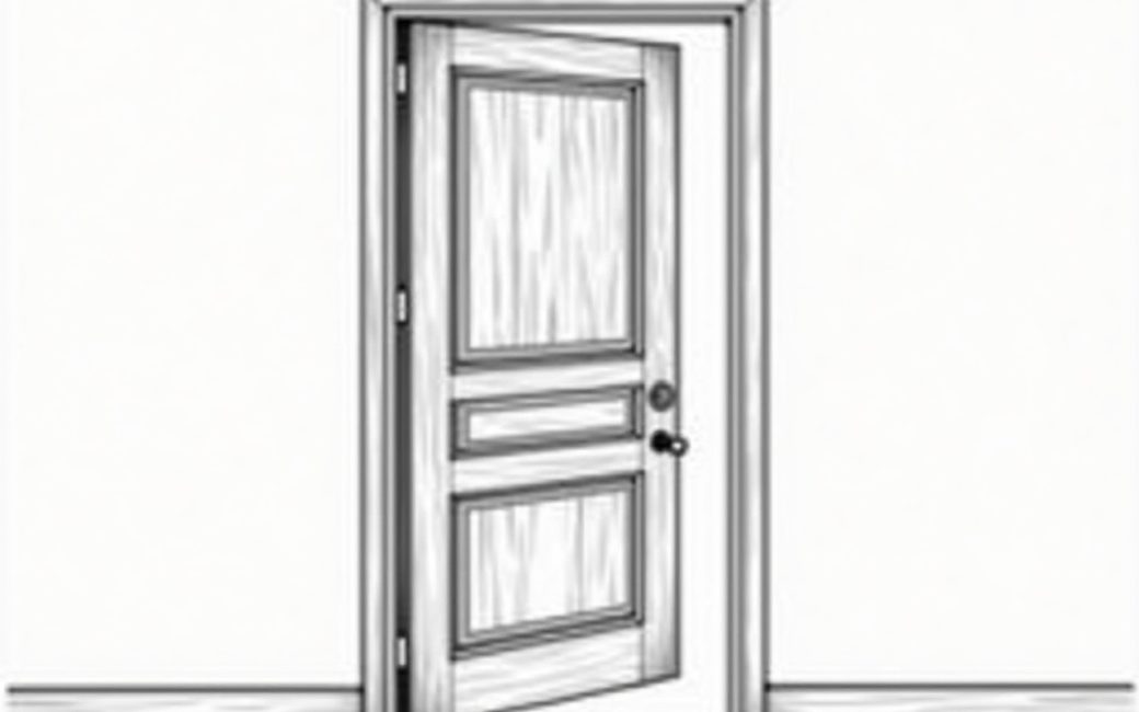 A closed wooden panel door with raised panels in a bedroom entrance.