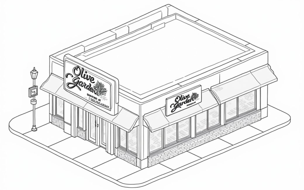Olive Garden Italian Restaurant entrance with signage
