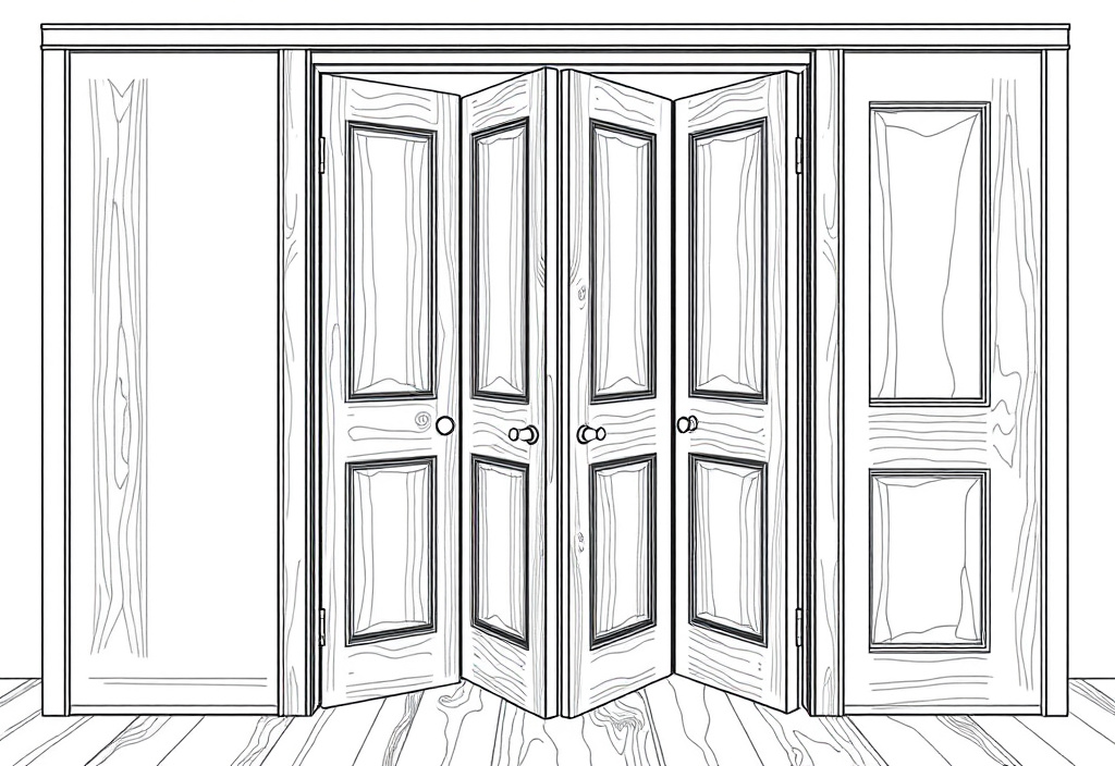 Bifold closet door folded against the jamb in a narrow closet space