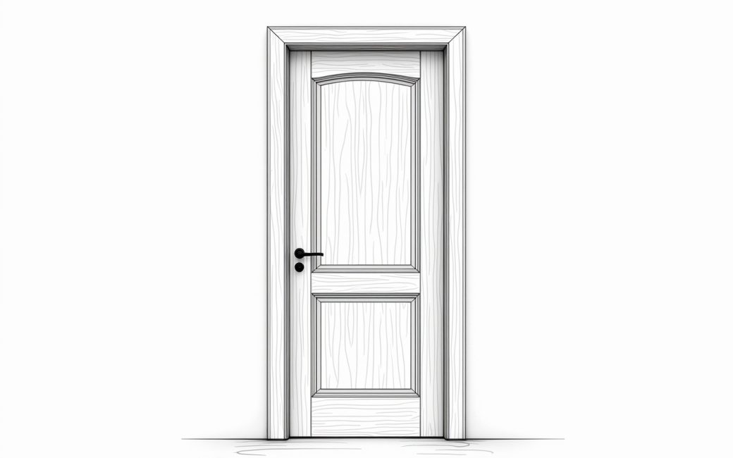 A solid wood panel door installed in a hallway, demonstrating privacy for a bedroom or bathroom.
